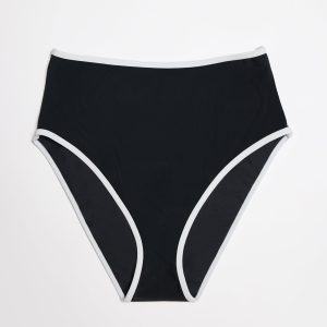High Waisted Bikini Bottom Ribbed Jet