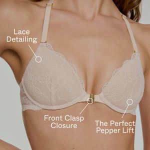 Lace Racerback Lift Up Bra Sand