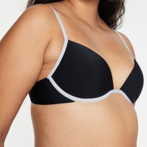 Scoop Underwire Bikini Top Ribbed Jet