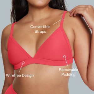 Triangle Bikini Top Ribbed Campari