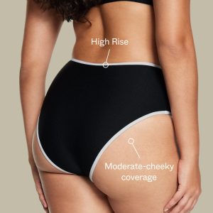 High Waisted Bikini Bottom Ribbed Jet