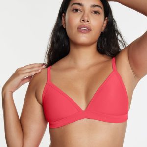 Triangle Bikini Top Ribbed Campari