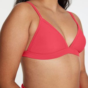 Triangle Bikini Top Ribbed Campari
